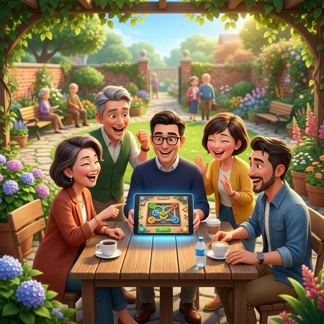 長輩開心用平板玩遊戲